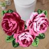 ABREEZE Rose Shaped Rug Pink Luxury Shaggy Toilet Bath Mat U-Shaped Contour Rugs for Bathroom, Soft and Comfortable, Maximum Absorbent, Dry Quickly, Non-Slip, Machine-Washable view 3