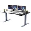 RISE UP dual motor electric standing desk 60x30" black bamboo desktop premium ergonomic adjustable height sit stand up home office computer desk table motorized powered modern furniture small standup view 1