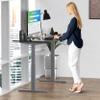 RISE UP dual motor electric standing desk 60x30" black bamboo desktop premium ergonomic adjustable height sit stand up home office computer desk table motorized powered modern furniture small standup view 2