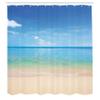 Ambesonne Ocean Shower Curtain, Island Seashore Beach Sandy Photo with Clear Sunny Open Skyline Image, Cloth Fabric Bathroom Decor Set with Hooks, 69" W x 70" L, Cream Sky Blue Turquoise view 2