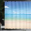 Ambesonne Ocean Shower Curtain, Island Seashore Beach Sandy Photo with Clear Sunny Open Skyline Image, Cloth Fabric Bathroom Decor Set with Hooks, 69" W x 70" L, Cream Sky Blue Turquoise view 3