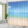 Ambesonne Ocean Shower Curtain, Island Seashore Beach Sandy Photo with Clear Sunny Open Skyline Image, Cloth Fabric Bathroom Decor Set with Hooks, 69" W x 70" L, Cream Sky Blue Turquoise view 4