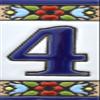 House numbers 3 inch. Handpainted house number tiles for signs, addresses and names. Address numbers for houses. House address numbers and letters. Design FLORES MINI 2,87" x 1,38" (NUMBER 4) view 1