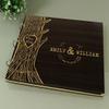 Handmade Rustic Wedding Wood Wooden Guest Book Personalized Name Engraved Advice Book view 2