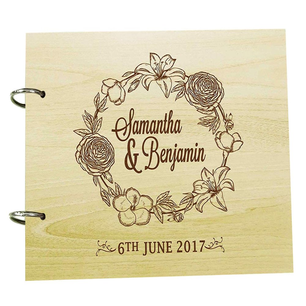 Darling Souvenir Handmade Personalized Guest Book Rustic Wedding Wood Engraved Advice Book Photo Album Custom Scrapbook.