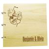 Darling Souvenir Custom Wood Wedding Guest Book Rustic Wooden Engraved Guestbook Heart & Pigeon Bird view 1