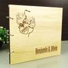 Darling Souvenir Custom Wood Wedding Guest Book Rustic Wooden Engraved Guestbook Heart & Pigeon Bird view 3