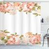 Ambesonne Floral Shower Curtain, Spring Hydrangea Bouquets Wedding Love Valentines Bridal Blossoms Design, Cloth Fabric Bathroom Decor Set with Hooks, 69" W x 70" L, Cream Salmon Khaki view 1