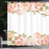Ambesonne Floral Shower Curtain, Spring Hydrangea Bouquets Wedding Love Valentines Bridal Blossoms Design, Cloth Fabric Bathroom Decor Set with Hooks, 69" W x 70" L, Cream Salmon Khaki view 3