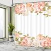 Ambesonne Floral Shower Curtain, Spring Hydrangea Bouquets Wedding Love Valentines Bridal Blossoms Design, Cloth Fabric Bathroom Decor Set with Hooks, 69" W x 70" L, Cream Salmon Khaki view 4