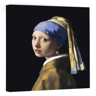 ELITEART-Girl with a Pearl Earring By Johannes Vermeer Giclee Framed Art Canvas Prints Size:30"x23"