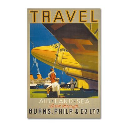 Trademark Fine Art Art Deco Airplane Travel by Vintage Apple Collection, 16x24-Inch-Inch