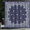 Ambesonne Paisley Shower Curtain, Pattern with Teardrops Illustration Exotic Droplets Ornate Intricate Print, Cloth Fabric Bathroom Decor Set with Hooks, 69" W x 84" L, Dark Blue and White view 3