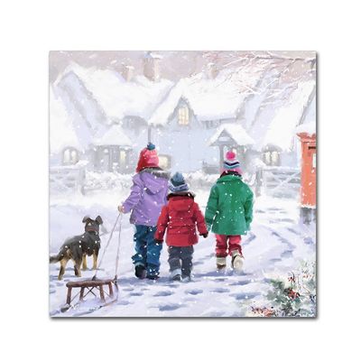 Trademark Fine Art Children Walking Home by The Macneil Studio, 18x18-Inch-Inch