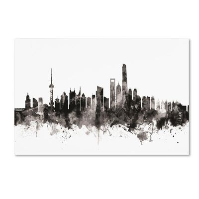 Trademark Fine Art Shanghai China Skyline III by Michael Tompsett, 16x24-Inch-Inch