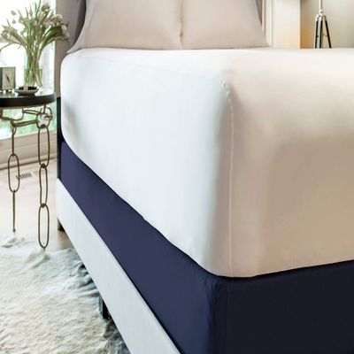 SHEEX - Original Performance Box Spring Wrap, Sleek Alternative to Dust Ruffles, Add Color to Any Box Spring - Navy, King