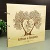 Personalized Wood Engraved Bride and Groom Tree Guest Book Rustic Wedding Photo Album Scrapbook view 2