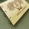 Personalized Wood Engraved Bride and Groom Tree Guest Book Rustic Wedding Photo Album Scrapbook view 4