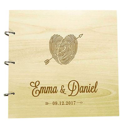 Personalized Handmade Rustic Wedding Wooden Guest Book Custom Name Engraved Advice Book