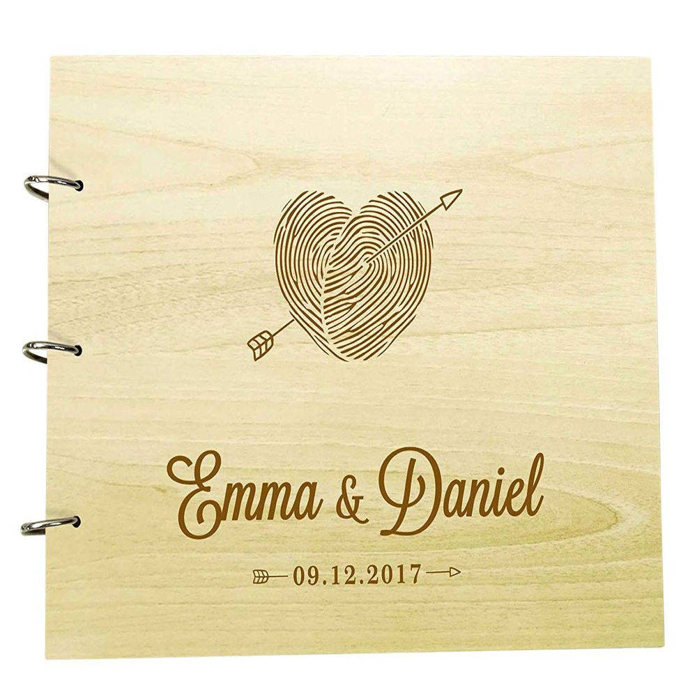 Personalized Handmade Rustic Wedding Wooden Guest Book Custom Name Engraved Advice Book