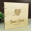 Personalized Handmade Rustic Wedding Wooden Guest Book Custom Name Engraved Advice Book view 4