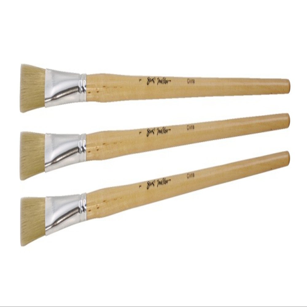Sax Flat Golden Nylon Bristle Brush, 1 Inch Width, Pack of 3