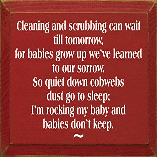Wooden Sign - Cleaning And Scrubbing Can Wait Till Tomorrow... (Old Red)