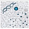 Ambesonne Abstract Shower Curtain, Science Physics DNA Molecule Formulas Atomic Chemical Analyses Display, Cloth Fabric Bathroom Decor Set with Hooks, 69" W x 75" L, Petrol Blue view 2