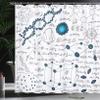 Ambesonne Abstract Shower Curtain, Science Physics DNA Molecule Formulas Atomic Chemical Analyses Display, Cloth Fabric Bathroom Decor Set with Hooks, 69" W x 75" L, Petrol Blue view 3