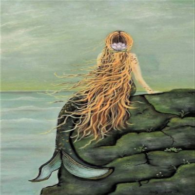 Mermaid on a Cliff Canvas Wrap