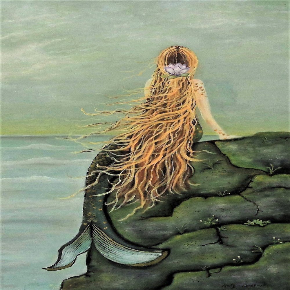 Mermaid on a Cliff Canvas Wrap