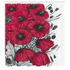 Ambesonne Floral Shower Curtain, Large Poppy Flower Florets Romantic Rural Bouquet Botany Art Design, Cloth Fabric Bathroom Decor Set with Hooks, 69" W x 70" L, Dark Green Vermilion view 2