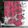 Ambesonne Floral Shower Curtain, Large Poppy Flower Florets Romantic Rural Bouquet Botany Art Design, Cloth Fabric Bathroom Decor Set with Hooks, 69" W x 70" L, Dark Green Vermilion view 3