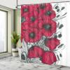 Ambesonne Floral Shower Curtain, Large Poppy Flower Florets Romantic Rural Bouquet Botany Art Design, Cloth Fabric Bathroom Decor Set with Hooks, 69" W x 70" L, Dark Green Vermilion view 4