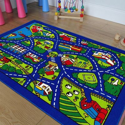 CR'S 8FTX11FT KIDS EDUCATIONAL/PLAYTIME RUG 7FT.4INX10FT.4IN PLEASE CHECK ALL PICTURES (STREET MAP BLUE)