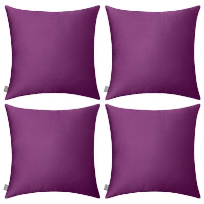 4-Pack 100% Cotton Comfortable Solid Decorative Throw Pillow Case,Thmyo Square Cushion Cover Pillowcase Sublimation Blank Pillow Covers DIY Throw Pillowcase(18x18 inch/ 45x45cm,Dark Reddish Purple)