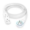 Maximm Cable 10 Ft 360 Rotating Flat Plug Extension Cord/Wire, 16 AWG Multi 3 Outlet Extension Wire, 3 Prong Grounded Wire - White - UL Certified view 1