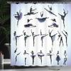 Ambesonne Art Shower Curtain, Female Ballet Dancers Performing Arts Black Silhouettes Illustration Design, Cloth Fabric Bathroom Decor Set with Hooks, 69" W x 84" L, Purple Lavender White view 3