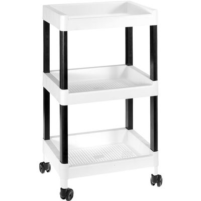 Great Plastic Plastic Multifunction Cart 3 Baskets with Wheels White, One Size