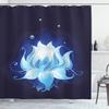 Ambesonne Floral Shower Curtain, Lotus with Dew Drops Reflected in Dark Water Background Yoga Image, Cloth Fabric Bathroom Decor Set with Hooks, 69" W x 84" L, Indigo Sky Blue view 1
