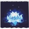 Ambesonne Floral Shower Curtain, Lotus with Dew Drops Reflected in Dark Water Background Yoga Image, Cloth Fabric Bathroom Decor Set with Hooks, 69" W x 84" L, Indigo Sky Blue view 2