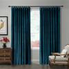 ChadMade Goblet 120W x 84L Blackout Lined Velvet Curtain Drapery Panel for Traverse Rod or Track, Living Room Bedroom Meetingroom Club Theater Patio Door (1 Panel), Midnight Blue, Leon Collection view 2
