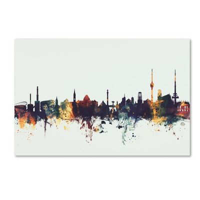 Trademark Fine Art Stuttgart Germany Skyline V by Michael Tompsett, 16x24-Inch-Inch