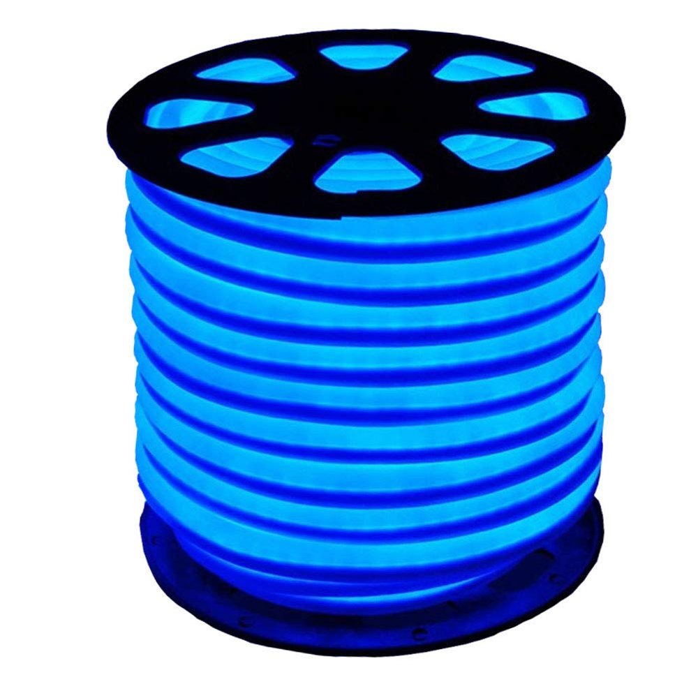 XUNATA Waterproof LED Neon Rope Light 12V SMD 2835 120 LEDs/m Flexible LED Strip Bar Letter Sign Lamp for Garden Patio Party Christmas Thanksgiving Outdoor Decoration (20m LED Strip+Connector, Blue)