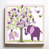 Whimsical Elephant & Lovebirds Garden - Checkerboard Stretched Canvas Nursery Decor - Wall Art That Makes a Memorable Baby Gift Idea - Wooden Frame Construction - Ready to Hang 20X24 view 1