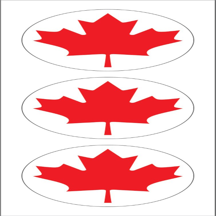 Canadian Canada Flag Hard Hat Sticker, Decal, Label Tool Lunch Box Helmet Maple Leaf Red (Pack of 3) 2" Round
