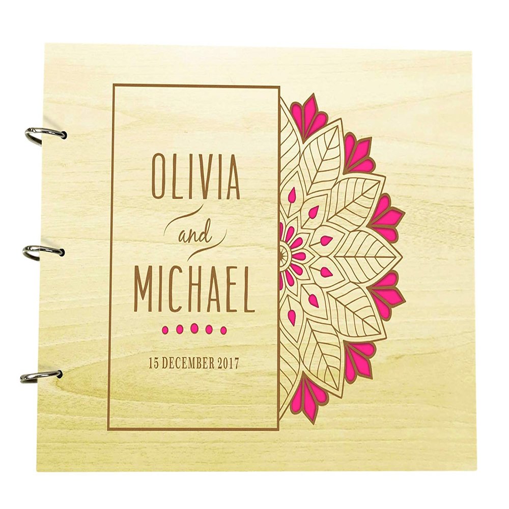 Handmade Wooden Photo Album Guestbook Personalised Wedding Wood Engraved Scrapbook