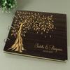 Wood Engraved Custom Scrapbook Personalized Handmade Tree Design Wedding Guest Book view 4
