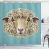 Ambesonne Humor Shower Curtain, Portrait of Ram Sheep Goat Head Meadow Mammal Hipster Retro Style Graphic Art, Cloth Fabric Bathroom Decor Set with Hooks, 69" W x 75" L, Turquoise Tan view 1