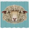 Ambesonne Humor Shower Curtain, Portrait of Ram Sheep Goat Head Meadow Mammal Hipster Retro Style Graphic Art, Cloth Fabric Bathroom Decor Set with Hooks, 69" W x 75" L, Turquoise Tan view 2